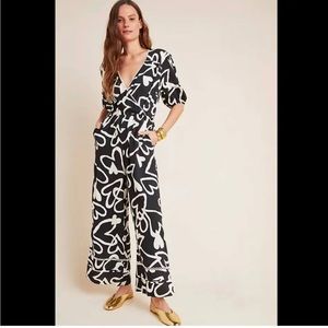 Anthropologie heart black and white jumpsuit
